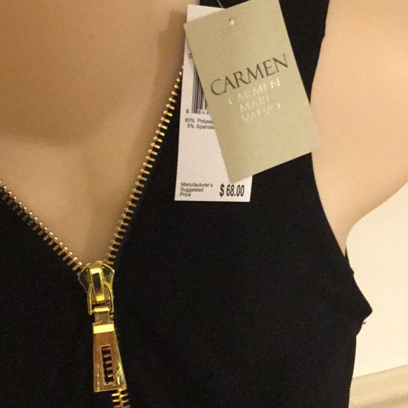 Carmen Marc Valvo Tops - Black Sexy Zipper Top SEXY